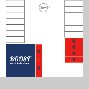 敷地内駐車場のご案内 BOOST men's hair salon | 浜松市の本格派メンズヘアサロン