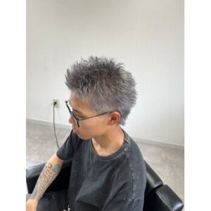 スパイキーショート　ブリーチシルバー | BOOST men's hair salon | 浜松市の本格派メンズヘアサロン